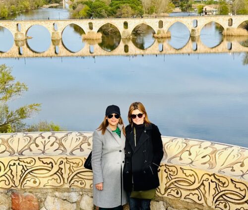 Day One - Isabel (left) and I in front of the famous Stone Bridge on the Duero River. 