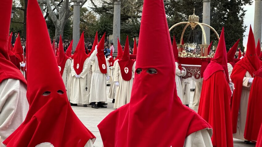 Penitentes (penitents) during the Oath of Silence Procession.