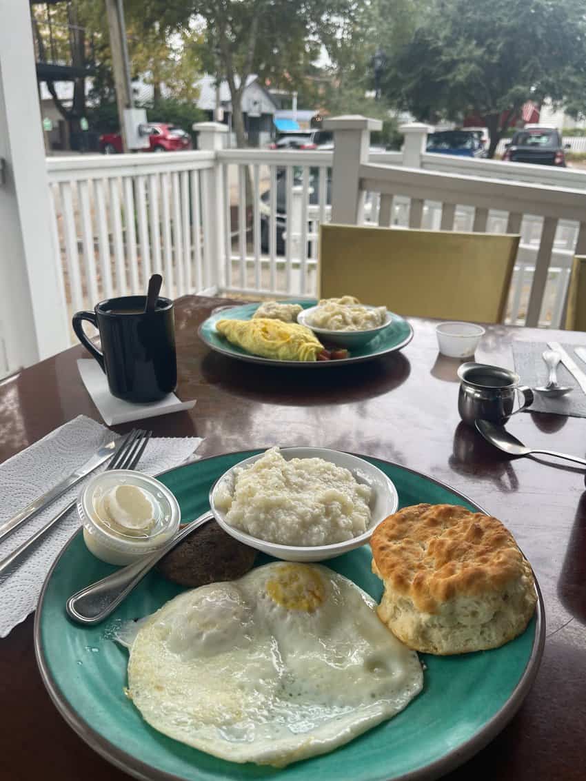 Grits, biscuit and egg at Buzzy's Breakfast Downtown, in Ocean Springs.