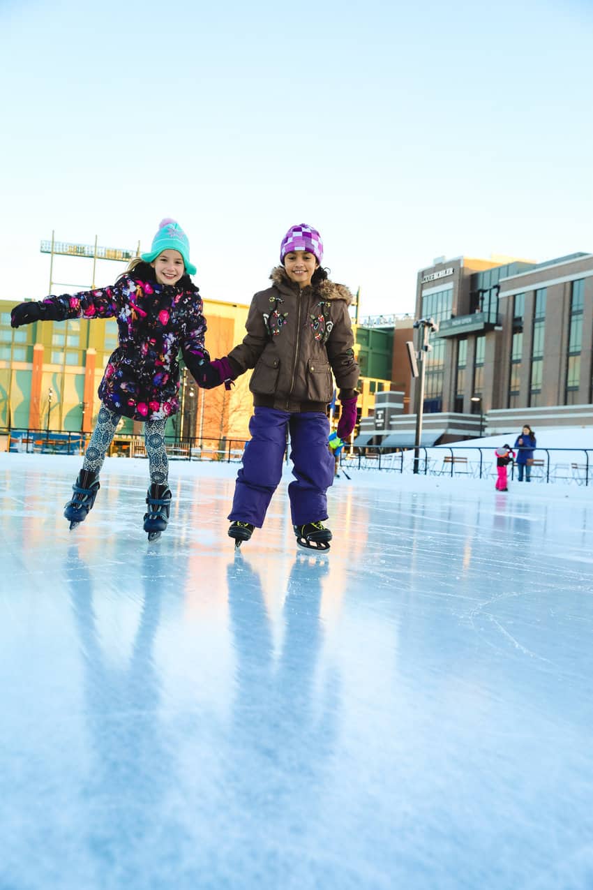 Ice skating at Titletown in Green Bay.