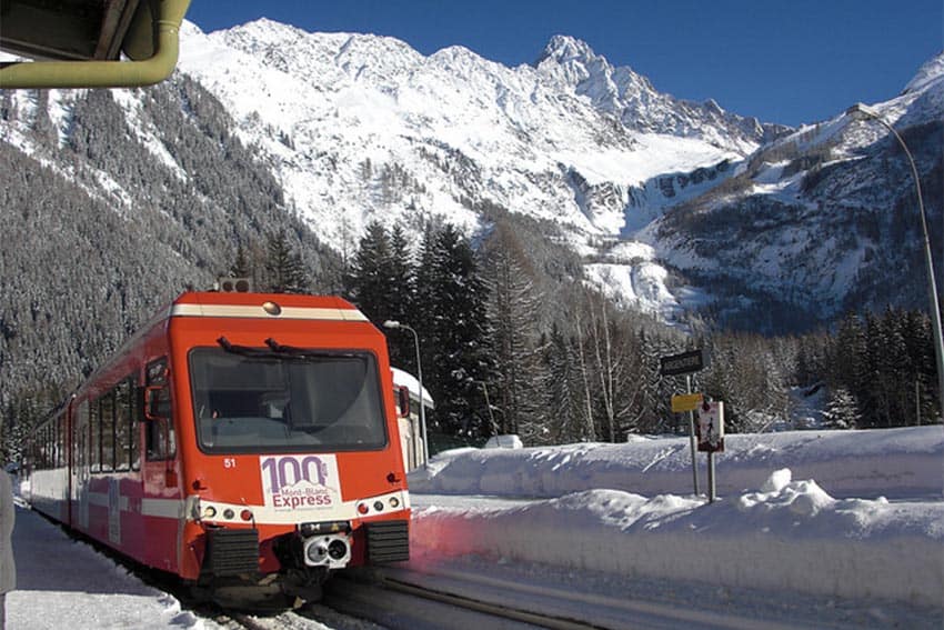 Train to the slopes in Zermatt Switzerland