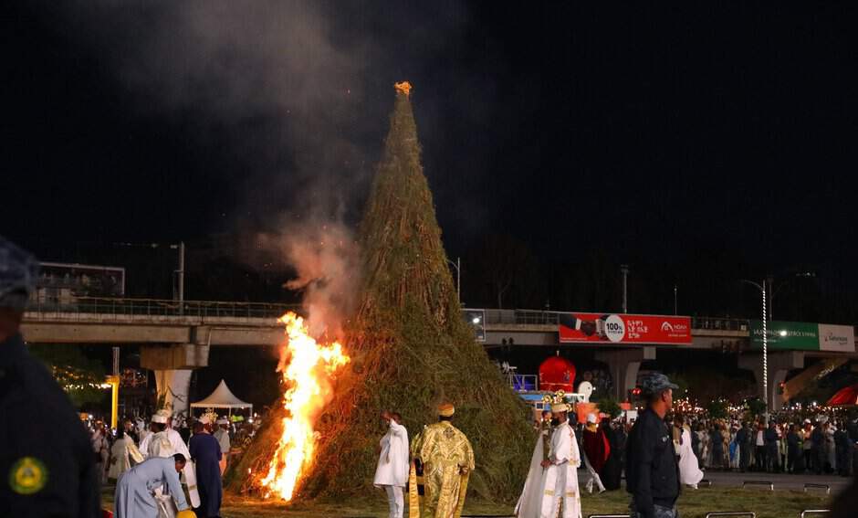 Demera bonfire at Meskel Square in Addis Ababa