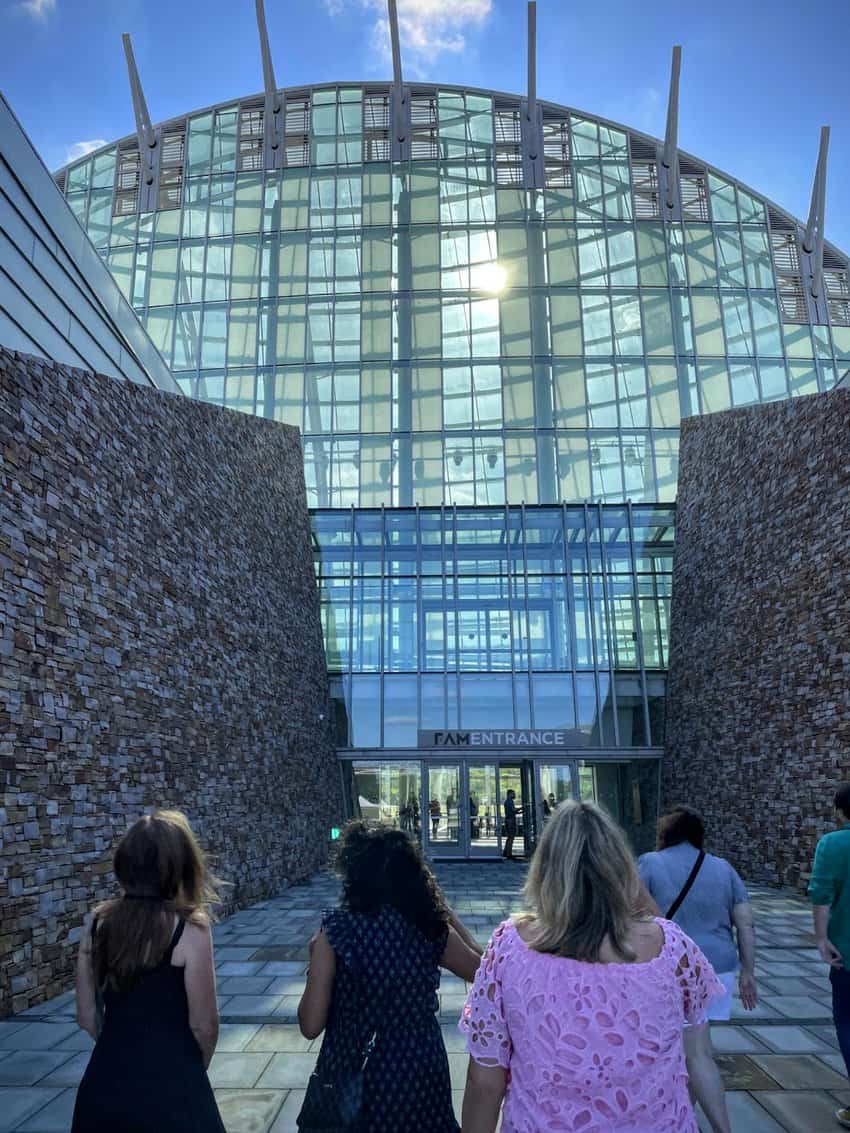 The impressive entrance to the First Americans Museum in OKC, which features exhibits, songs and dance of the 39 tribes that were relocated to Oklahoma.