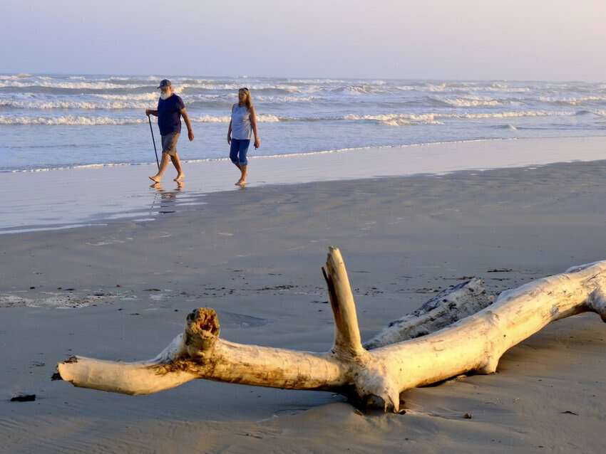 Walking the beach on Mustang Island in Texas.