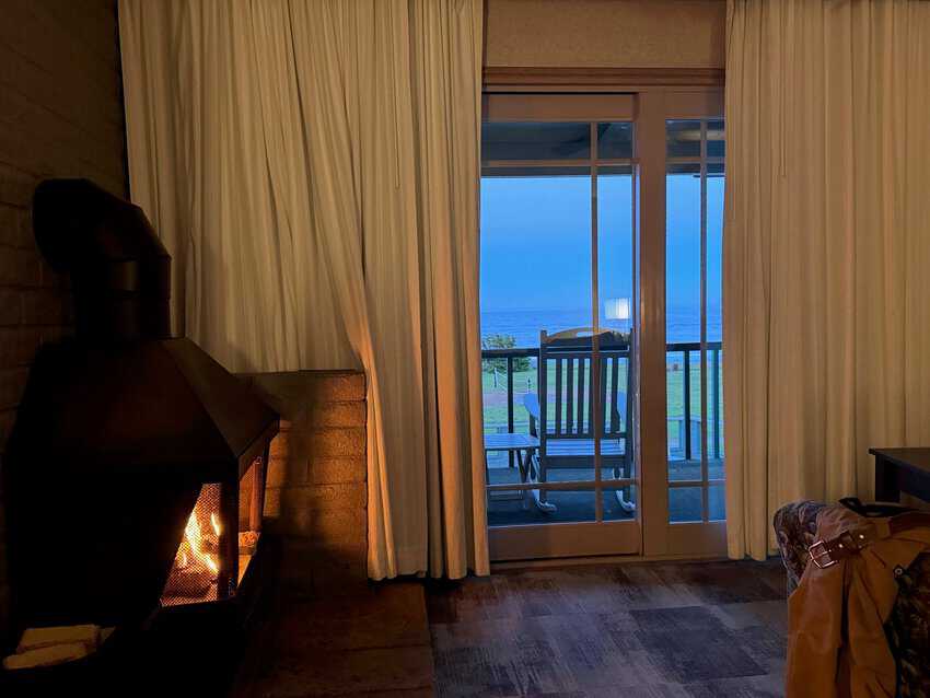 A fireplace and a supply of wood was a surprise at the Cavalier Oceanfront Resort in Cambria. Nice touch.