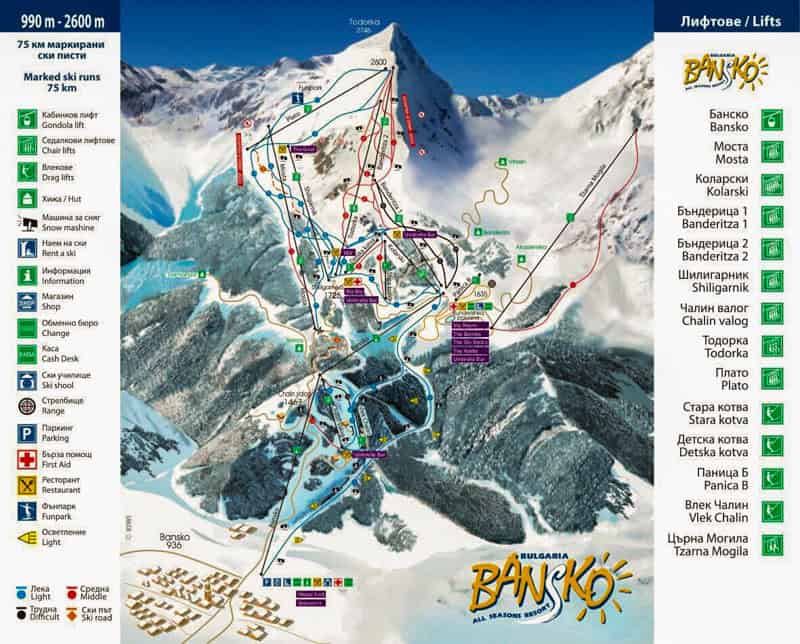 Bansko ski map.