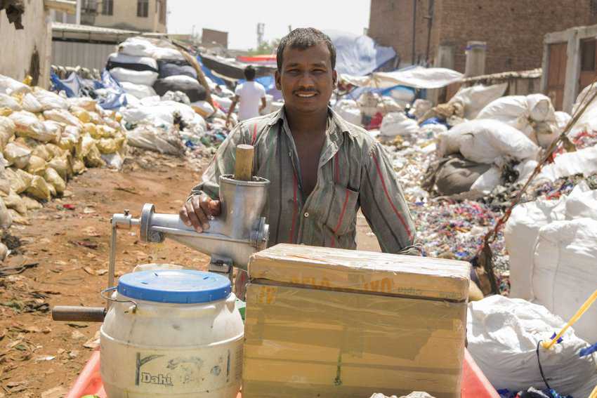 A vendor selling sweet melon juice