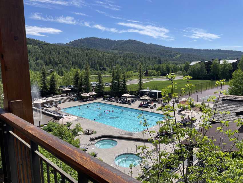 A large pool for laps and play is the center of activity on warm days at Bronze Buffalo Ranch. Photo by Anne Braly