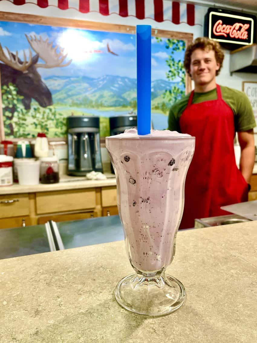 Huckleberry Milkshakes are a specialty at the soda fountain at Victor Emporium in Driggs. Photo by Anne Braly