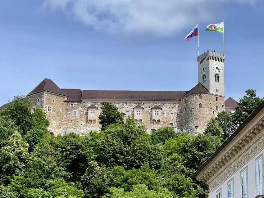 Ljublijana Castle is perched high above the city. Sharon Kurtz photo