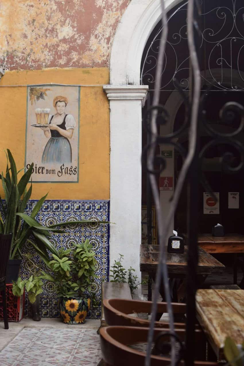 Enjoy German classics surrounded by Yucatecan architecture at La Bierhaus. Photo by Sarah Arksey Njegovan