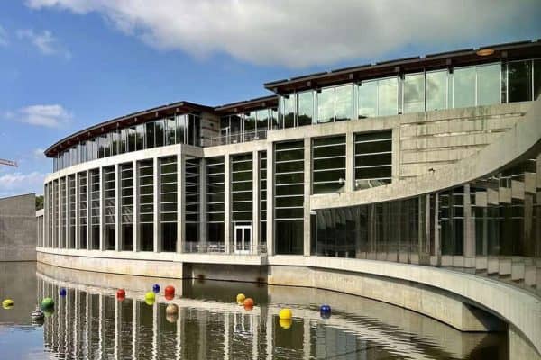 Crystal Bridges Museum with Chihuly glass balls