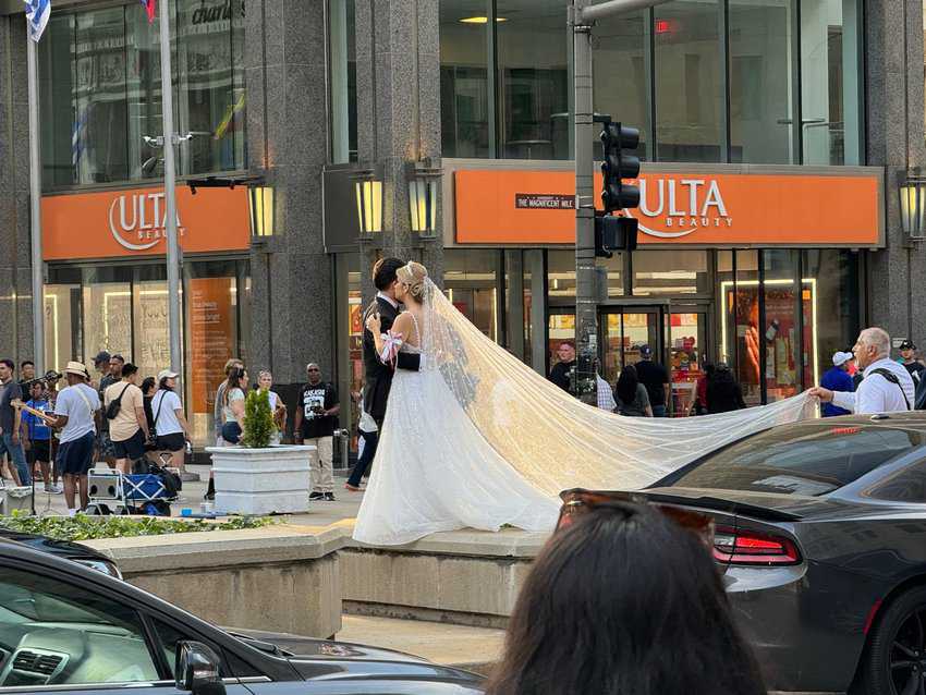 Bridal photos in downtown Chicago. What a bustling exciting city.