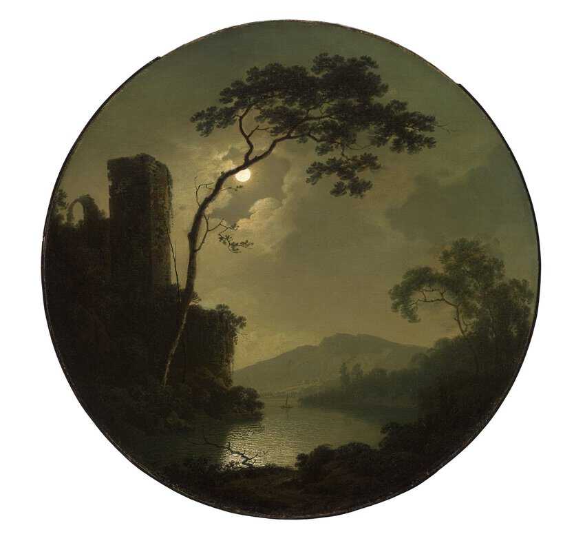 Lake with Castle on a Hill (Joseph Wright of Derby) 1787