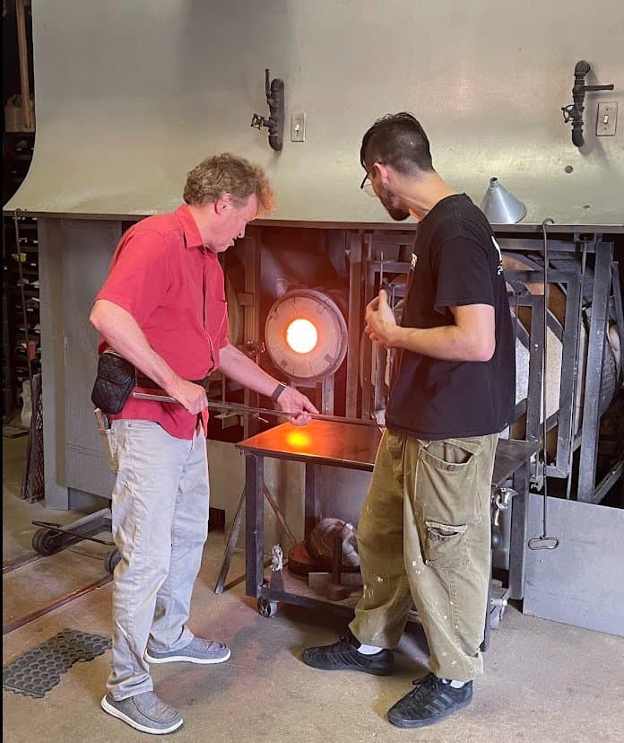 Author learning to glassblow. Photo by Jack Dunphy