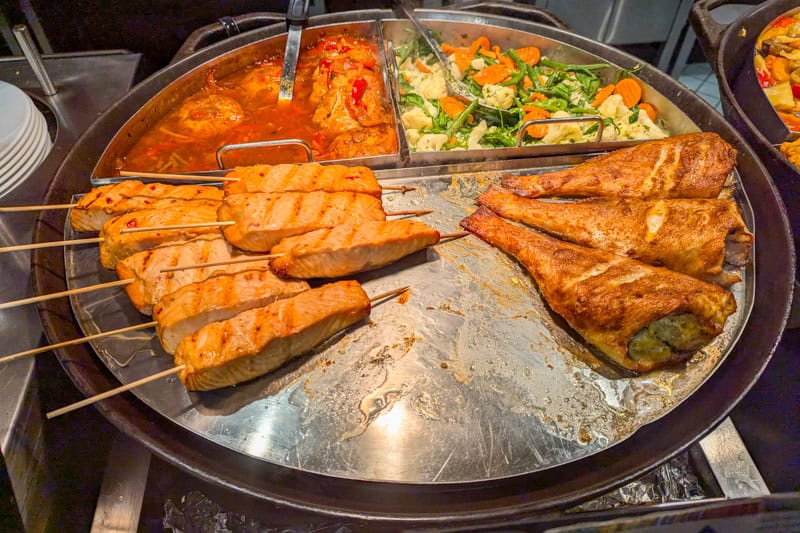 Fish and veggies on the serving line at Lido in Old Town Riga.